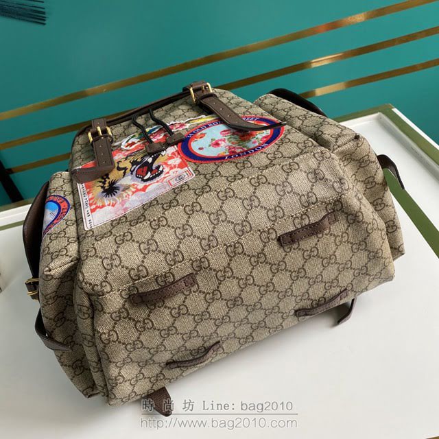 Gucci古馳包包 G家新款雙肩包 460029 古奇男士後背包 新款PVC刺繡雙肩包 gdj1419